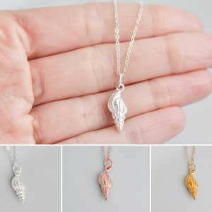 Silver, Gold, Rose Gold Sea Shell Necklace, Summer Beach Gifts, Dainty Sea Shell Charms, Nautical Wedding Bridal Necklace, Ocean Sea Jewelry