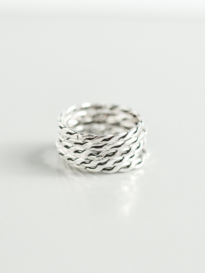 Sterling Silver Stacking Rings for Women Thin Braid Band | Etsy