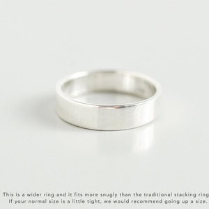 Massief zilveren band ring voor vrouwen, sigaren band ring, eenvoudige ring, brede band ring voor haar, dikke zilveren ring maat 5 6 7 8 9 10, duim ring afbeelding 3