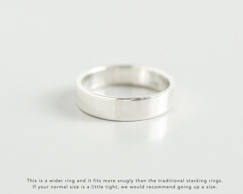 Massief zilveren band ring voor vrouwen, sigaren band ring, eenvoudige ring, brede band ring voor haar, dikke zilveren ring maat 5 6 7 8 9 10, duim ring afbeelding 3