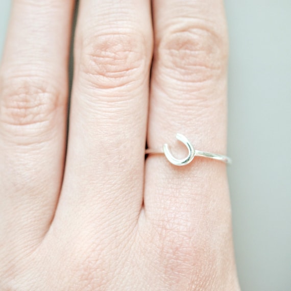 Sterling Silver Good Luck Ring - Simple Horseshoe Ring Lucky Horse Lover Gift Idea for Women Equestrian Jewelry For Her Size 5 6 7 8 9 10 11