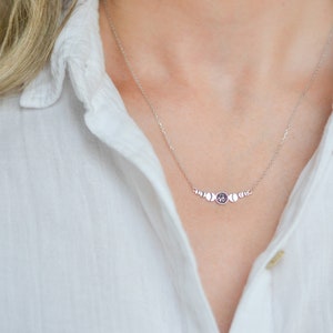 Collier lune en argent sterling, collier phases de la lune, collier galaxie, collier espace céleste, cadeau espace pour femme bijoux astronomie lunaire