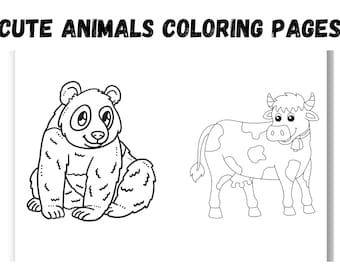 Cute Animal Coloring Pages | Kids' Cozy Coloring Book (Digital Download)