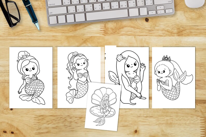 Cute Mermaid Coloring Book | Kids Activity Pages (digital Download) - Etsy