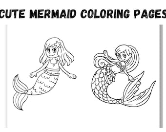 Cute Mermaid Coloring Book | Kids Activity Pages (Digital Download)