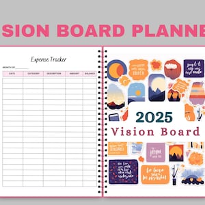 Editable Vision board bundle,printable planner, goal setting planner,manifestation planner, digital vision board,law of attraction printable