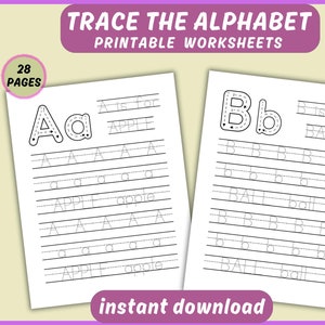 Tracing the Alphabet, uppercase and lowercase letters, ABC practice