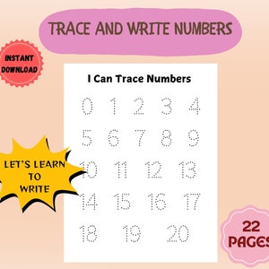 Tracing Numbers 0-20, Handwriting Practice, Number Tracing Worksheets, Tracing Numbers Printable Worksheets, Learn to Write Numbers 1-20