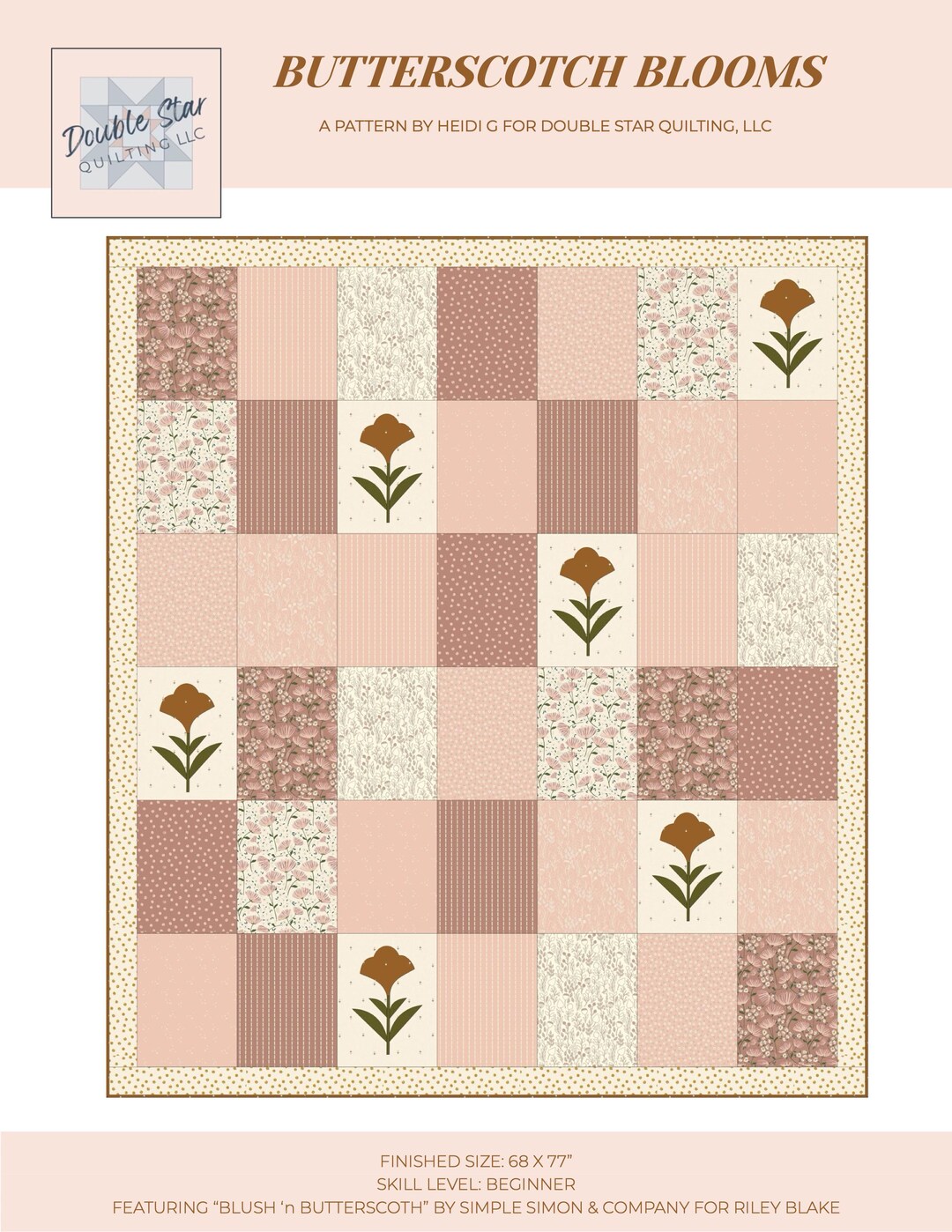 Butterscotch Blooms - Downloadable Quilt Pattern - Etsy