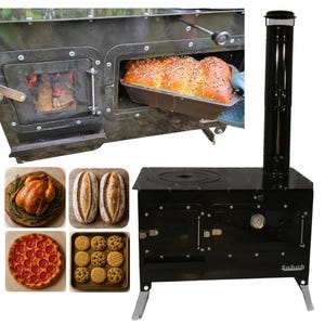 Survival Kochherd/Holzherd mit Ofen für Off-Grid, Camping, Wohnmobil, Jagd, kleines Haus, Preppers, Notfall-Verbrennungen Sticks, Holzscheite, Kohle, Anthrazit