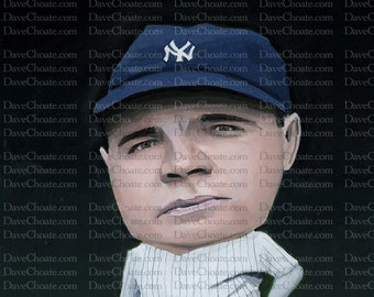 Babe Ruth, New York Yankees Original Acrylic Painting. Measures 11" x 14"