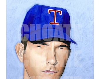 Nolan Ryan, Texas Rangers Art Photo Print from Original Painting