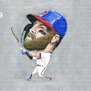 Bryce Harper, Philadelphia Phillies Art Photo Print from Original Watercolor Painting