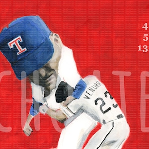 Nolan Ryan, Texas Rangers and Robin Ventura Art Photo Print from Original Watercolor Painting image 2