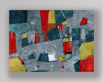 Red Yellow Green 351 an Original Acrylic Abstract Painting. Measures 9" x 12"