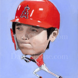 Shohei Ohtani, Los Angeles Angels of Anaheim Original Painting 8&quot; x 10&quot;