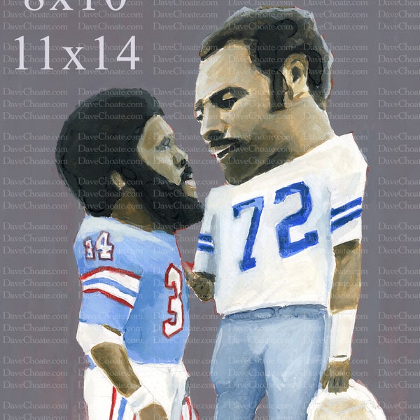 Earl Campbell, Houston Oilers and Ed "Too Tall" Jones, Dallas Cowboys Art Photo Print