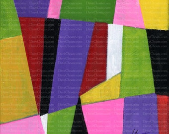 Green Gold Red Pink Purple 1 an Original Painting. Acrylic on Stretched Canvas. Abstract Art.