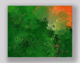 Green Orange 242 an Original Acrylic Palette Knife Painting