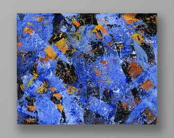 Blue Orange 33 an Original Abstract Acrylic Painting. Measures 8x10.