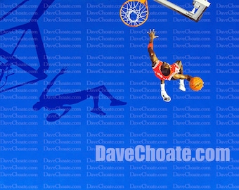 Dunk! Royal Blue colored court art photo print.