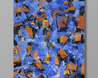 Blue Orange 35 an Original Abstract Painting. Measures 11" x 14"