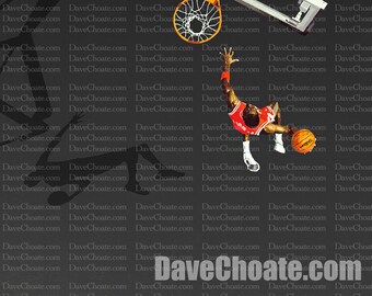 Dunk! Charcoal colored court. Art photo print