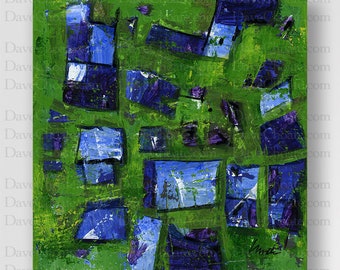 Purple Green 10 an Original Abstract Painting.Measures 6" x 6"