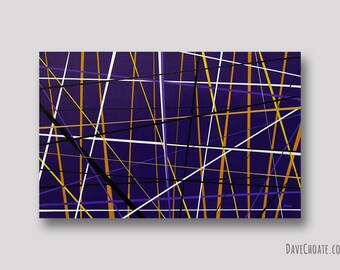 Purple Gold White Linear 245 an Original Abstract Acrylic Painting. Measures 20" x 30"