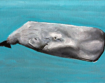 Original painting of a sperm whale