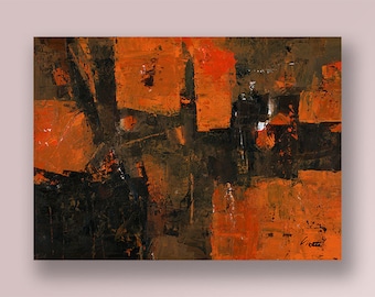 Orange Brown 1 an Original Acrylic Painting. Measures 9" x 12" on stretched canvas.