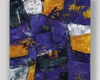 Purple Yellow 243 an Original Acrylic Abstract Painting. Measures 8" x 8"