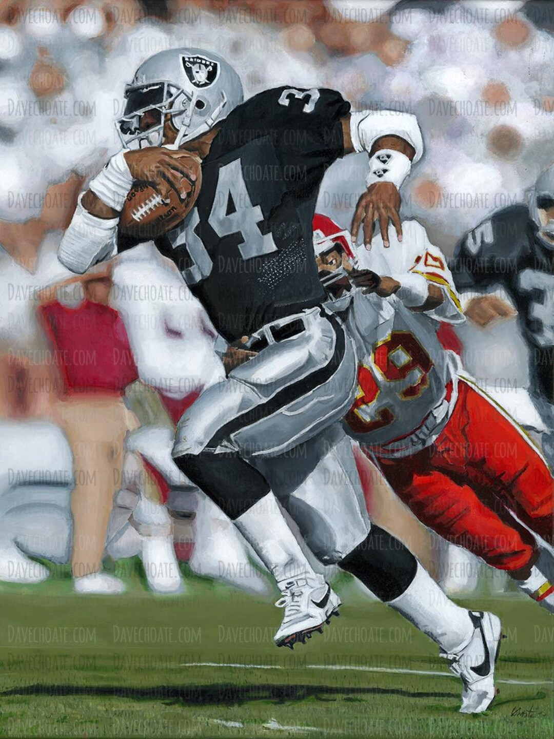 Bo Jackson, Los Angeles Raiders Original Acrylic Painting