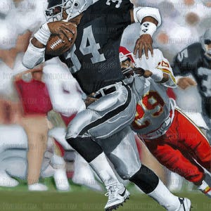 Bo Jackson, Los Angeles Raiders Original Acrylic Painting. Measures 18&quot; x 24&quot;