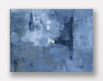 Muted Blue 241 an Original Abstract Acrylic Painting. Measures 8x10