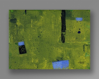 Blauwgroen 22 een origineel acryl schilderij. Maatregelen 9 "x 12" op uitgerekt canvas.