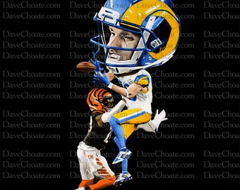 Cooper Kupp, Los Angeles Rams, Super Bowl TD Catch Art Photo Print from an original painting by Dave Choate