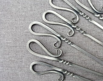 Hand Forged Shish Kabob Skewer Set, Elegant Select Series Steel BBQ Skewers