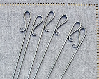 Juego de brochetas para shish kebab de metal forjado a mano, serie Classic Essentials Loop, brochetas para barbacoa