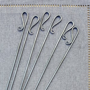 Hand Forged Metal Shish Kabob Skewer Classic Essentials Loop Series Set, BBQ Grill Skewers image 1