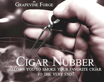 Porta cigarros (Nubbers) - Acero forjado a mano, Nubber de cigarro de metal, Porta cigarros resistentes, Selecciones de cigarros, Stogie Pick, Stogie Stick, Tenedor