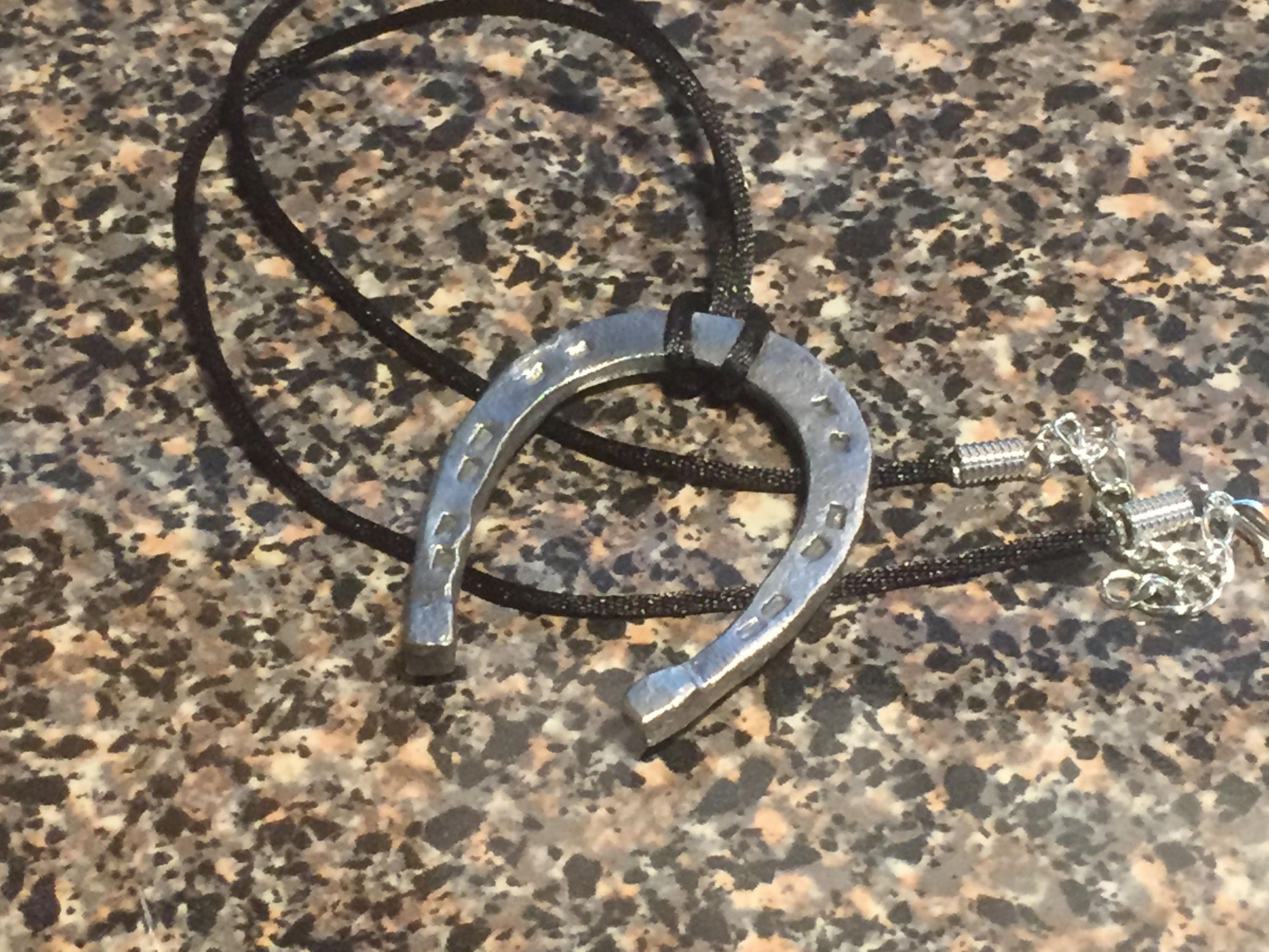 Horseshoe Pendant Hand Steel Horseshoe Necklace Etsy