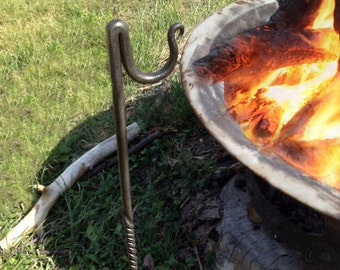 Campfire Skewer Rest - Fire Pit / Campfire helper - Hand Forged Skewer Rest, Metal Skewer Rest, Campfire Tools