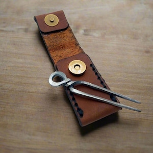 Cigar Pick and Leather Pocket Pouch - Personalizable Gift Set for Cigar Smoker - Cigar Nubber - Fork