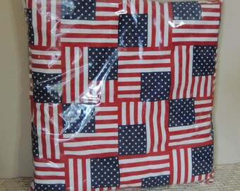 American Flag Covered Pillow. July 4th Patriotic Seat Pillow. Independence Day Pillow. Pool and Beach Party Pillow. Heavy Plastic Covered