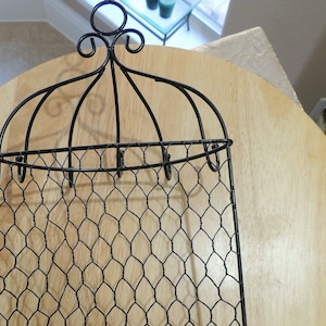 Black Wall Key and Letter Holder. Wall Jewelry Rack with Hooks.