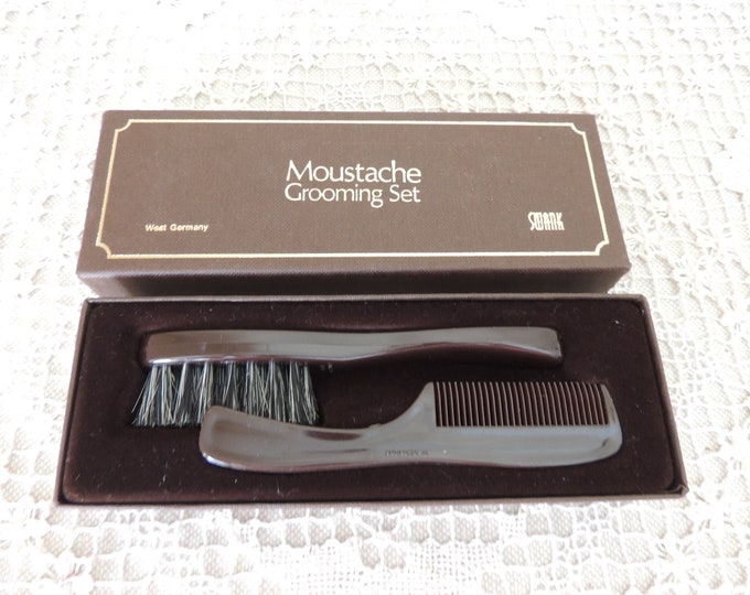 Swank Mustache Grooming Set. Brown Mustache Comb Set. Vintage Etsy