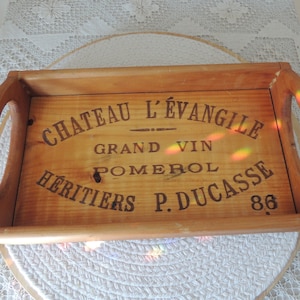 Vintage Wood Wine Serving Tray: Chateau L&#39;Evangile Decor