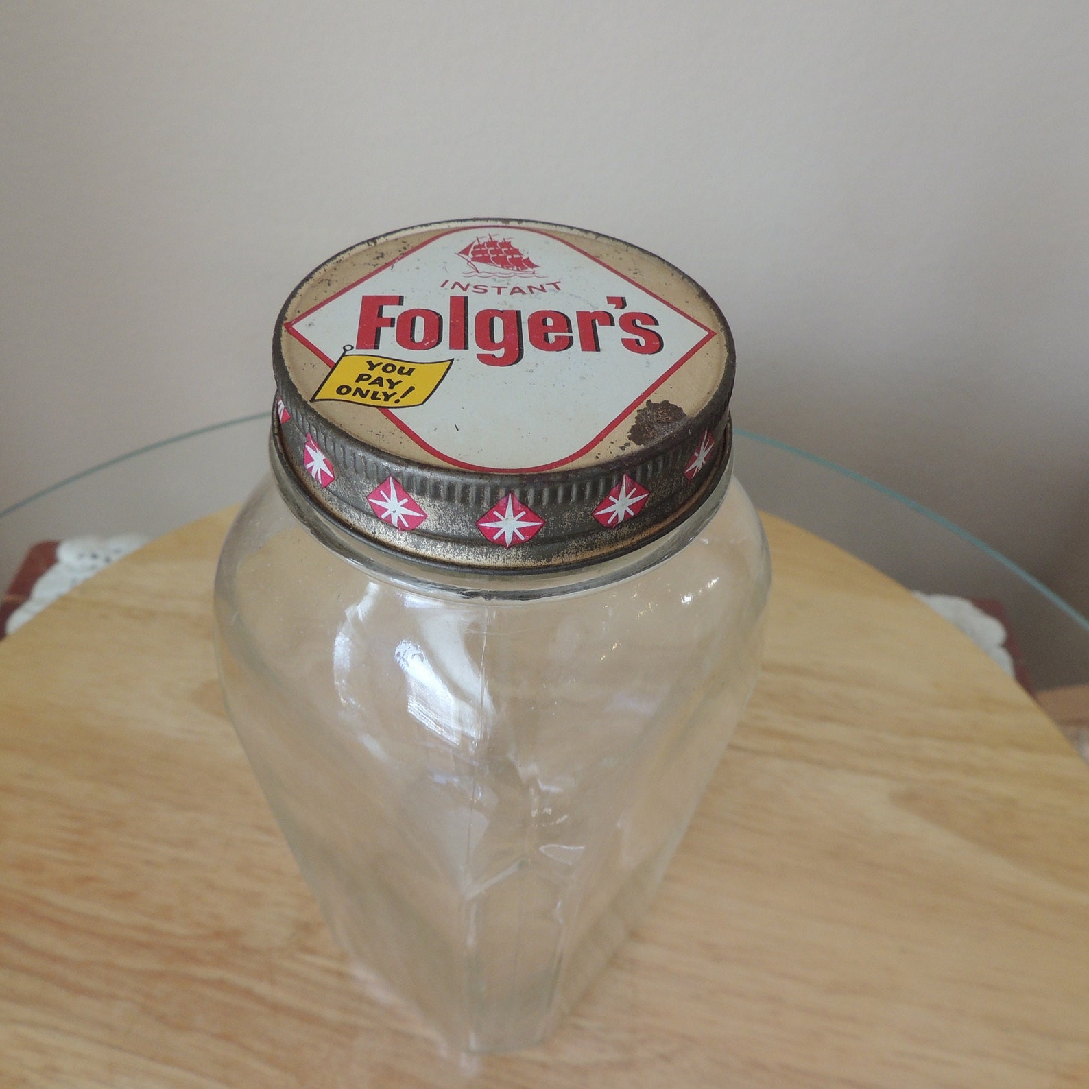 Vintage Folgers Coffee Jar. Unusual Square Coffee Jar With Etsy