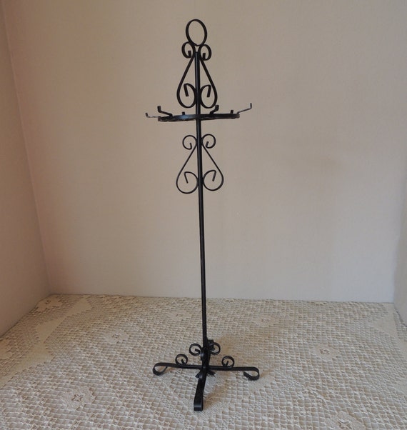 Tall Black Wrought Iron Jewelry Stand. Foldable Black 18 Inch
